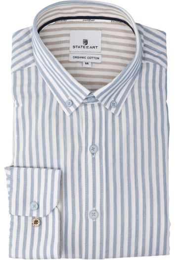 Blauw gestreept hemd ( regular fit) met lange mouwen State Of Art 