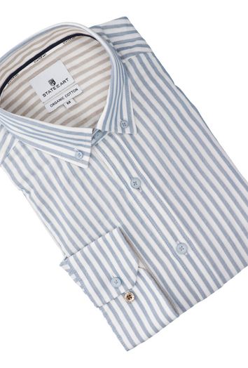 Blauw gestreept hemd ( regular fit) met lange mouwen State Of Art 