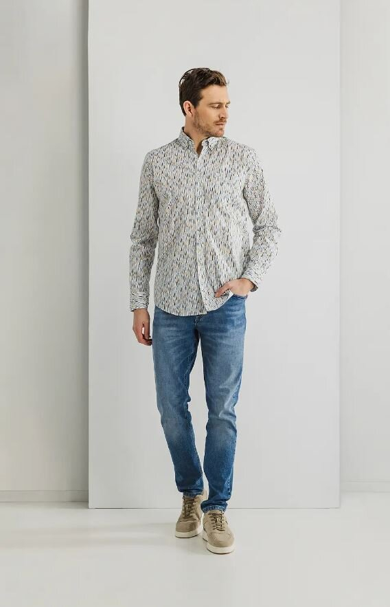Print katoenen hemd (regular fit) met lange mouwen State Of Art