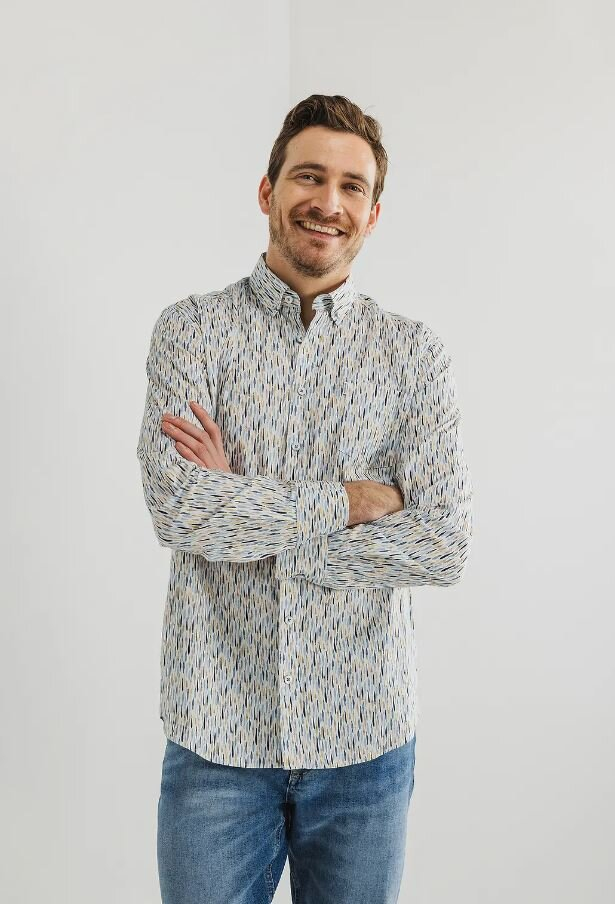 Print katoenen hemd (regular fit) met lange mouwen State Of Art