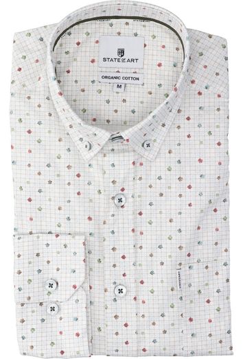 Ecru hemd met print ( regular fit ) State Of Art 