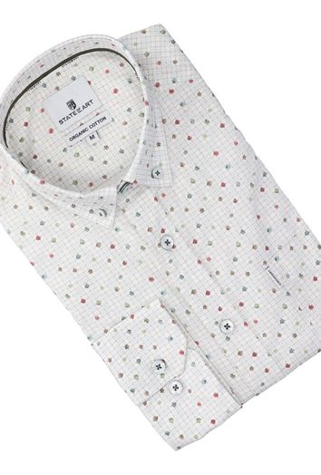 Ecru hemd met print ( regular fit ) State Of Art 