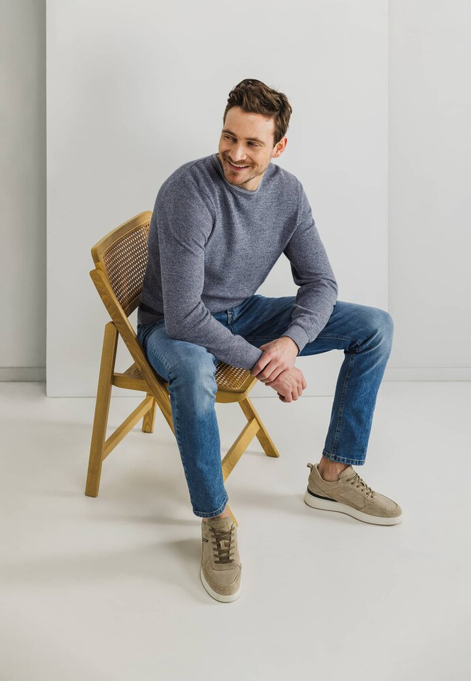 Blauwe gespikkelde trui in katoene State Of Art 