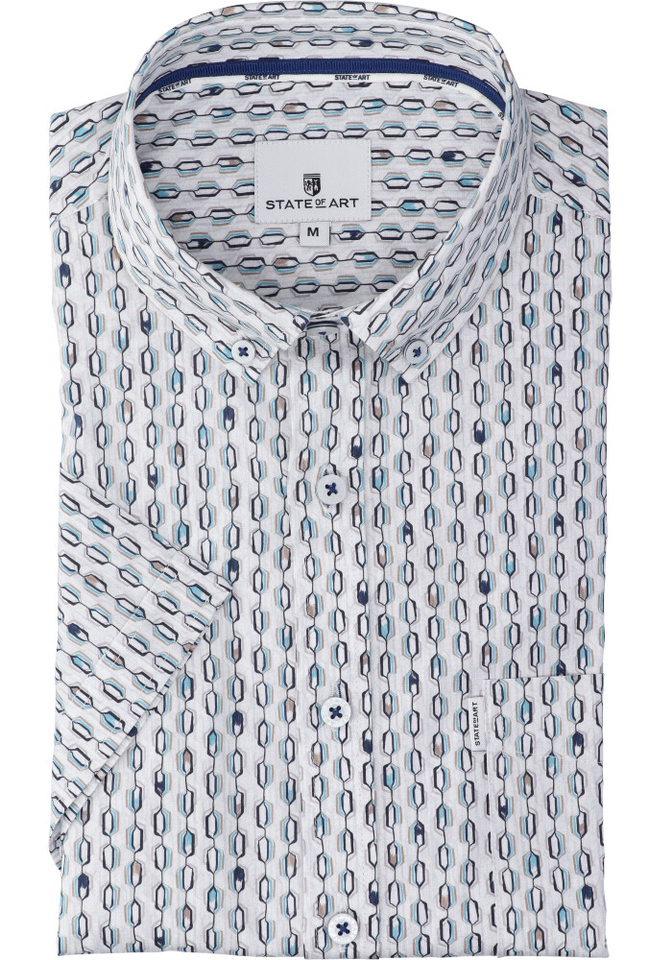 Wit katoenen hemd (regular fit) met print en lange mouwen State Of Art