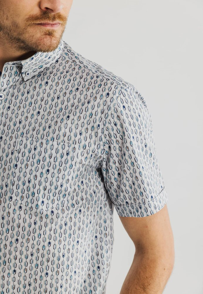 Wit katoenen hemd (regular fit) met print en lange mouwen State Of Art