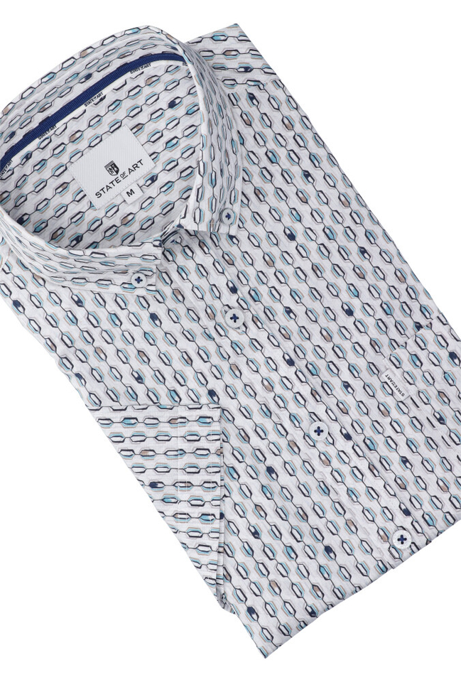 Wit katoenen hemd (regular fit) met print en lange mouwen State Of Art