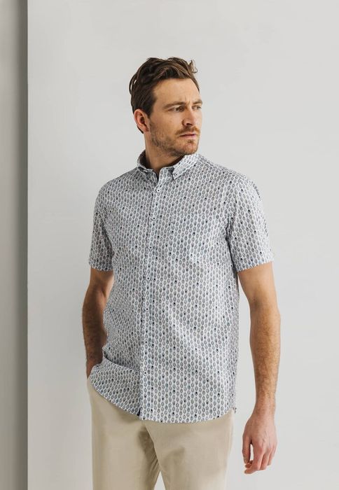 Wit katoenen hemd (regular fit) met print en lange mouwen State Of Art