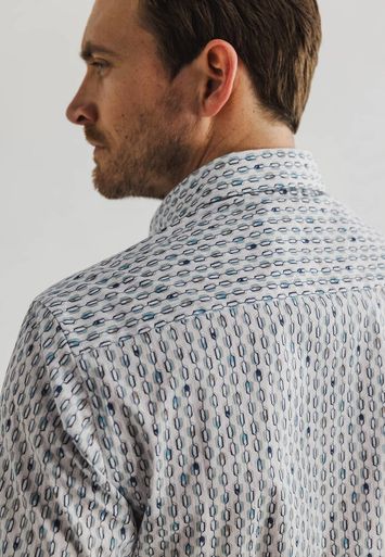 Wit katoenen hemd (regular fit) met print en lange mouwen State Of Art 