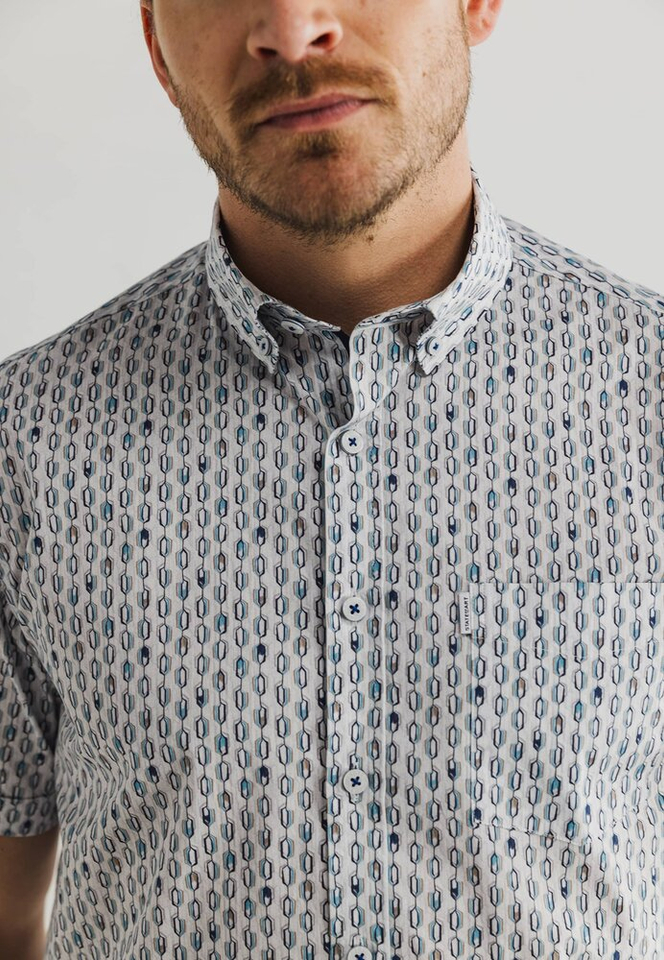 Wit katoenen hemd (regular fit) met print en lange mouwen State Of Art