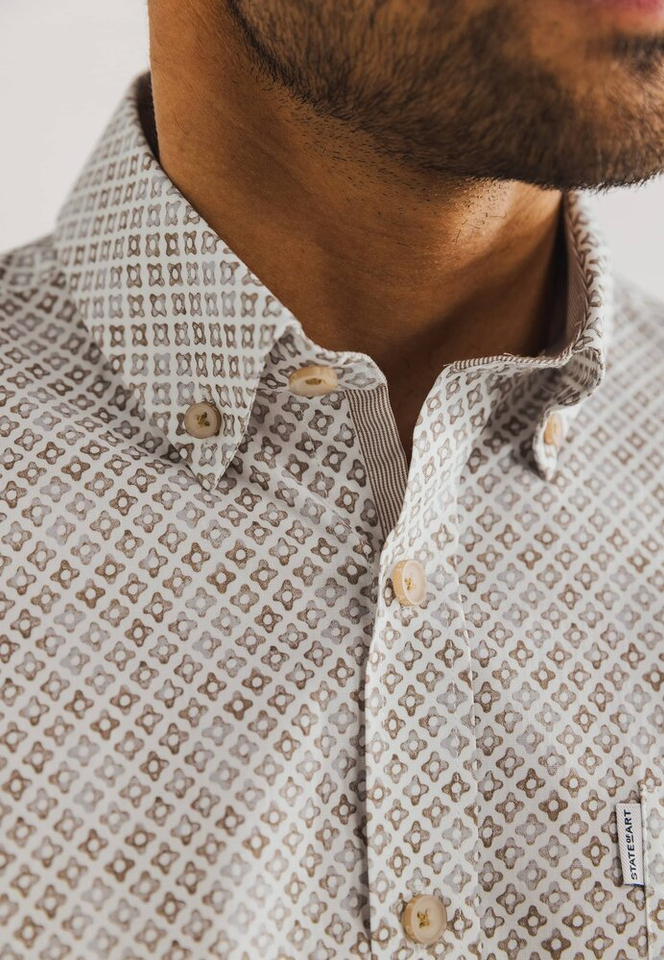 Print katoenen hemd (regular fit) met korte mouwen State Of Art