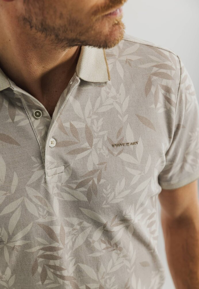 Beige polo met print State Of Art 