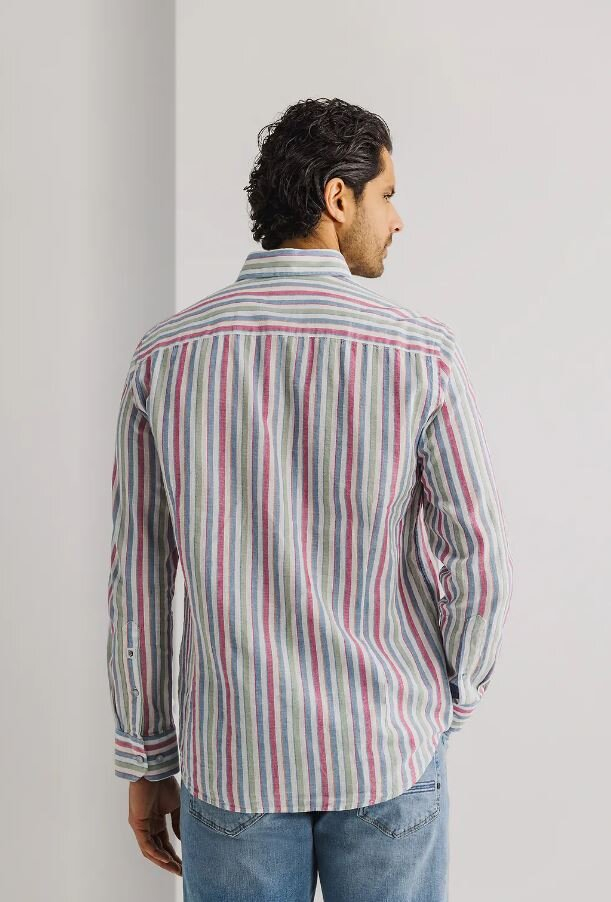 Gestreept katoenen hemd (regular fit) met lange mouwen State Of Art
