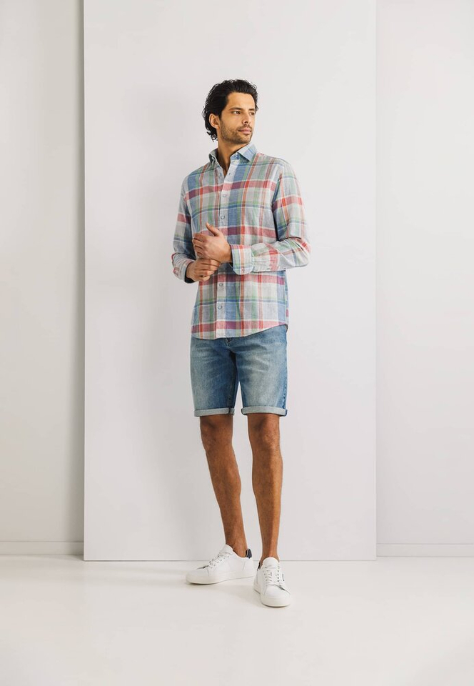 Geruiten katoenen hemd (regular fit) met lange mouwen State Of Art