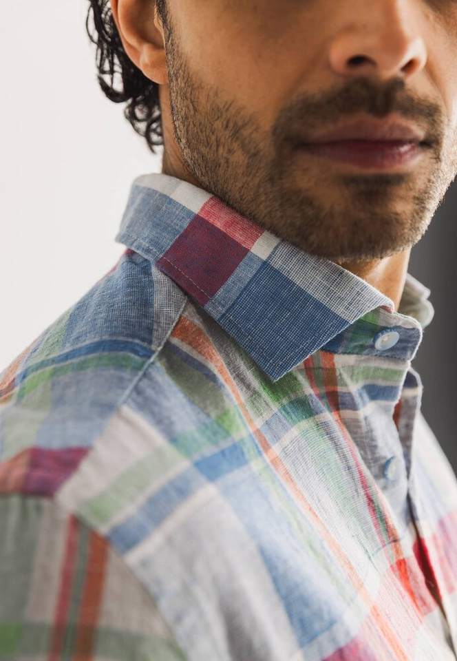 Geruiten katoenen hemd (regular fit) met lange mouwen State Of Art