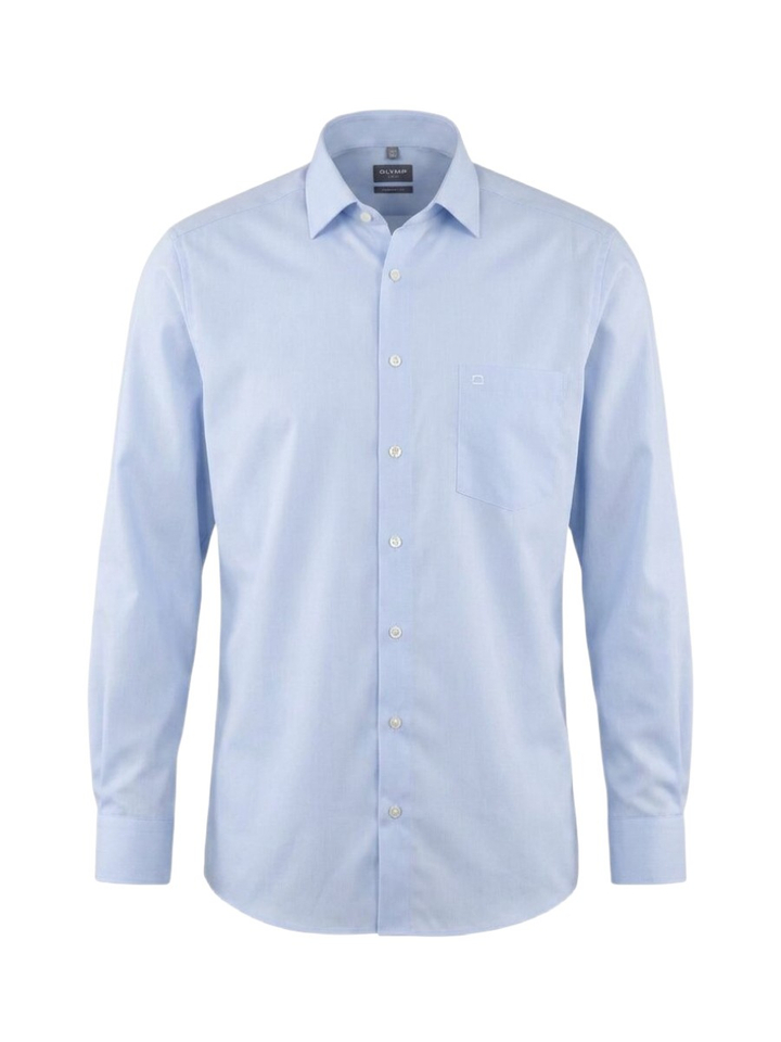 Blauw katoenen hemd (comfort fit) met lange mouwen Olymp