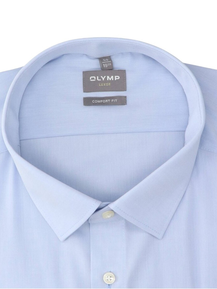 Blauw katoenen hemd (comfort fit) met lange mouwen Olymp