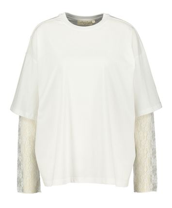 Witte oversized t-shirt met kanten mouw Leonarado Les Soeurs
