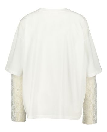 Witte oversized t-shirt met kanten mouw Leonarado Les Soeurs
