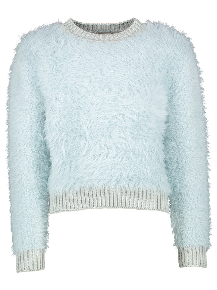 Licht blauwe fluffy trui AO76