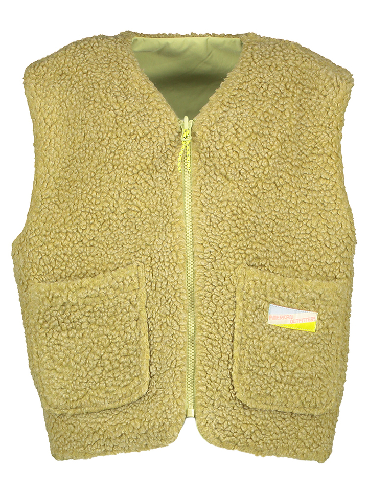 Groene omkeerbare bodywarmer met teddy AO76