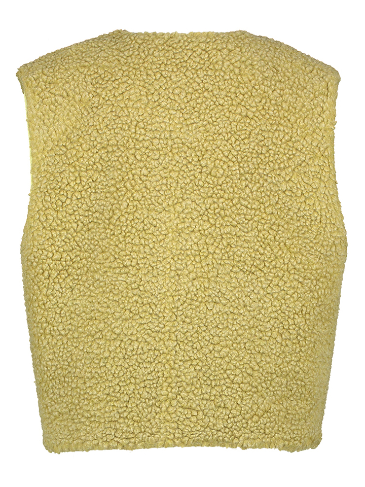 Groene omkeerbare bodywarmer met teddy AO76