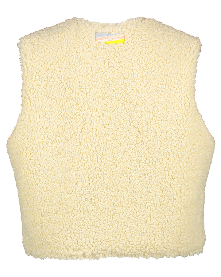 Beige mkeerbare bodywarmer in teddy AO76