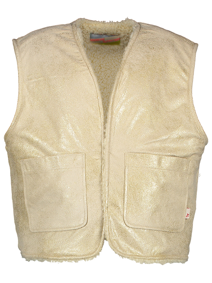 Beige mkeerbare bodywarmer in teddy AO76