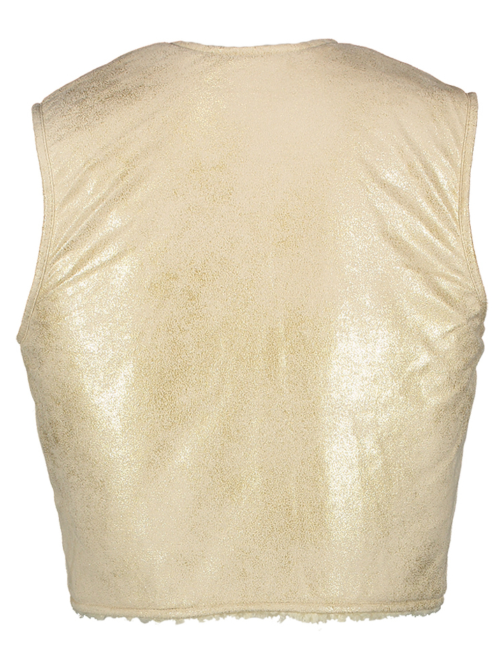 Beige mkeerbare bodywarmer in teddy AO76