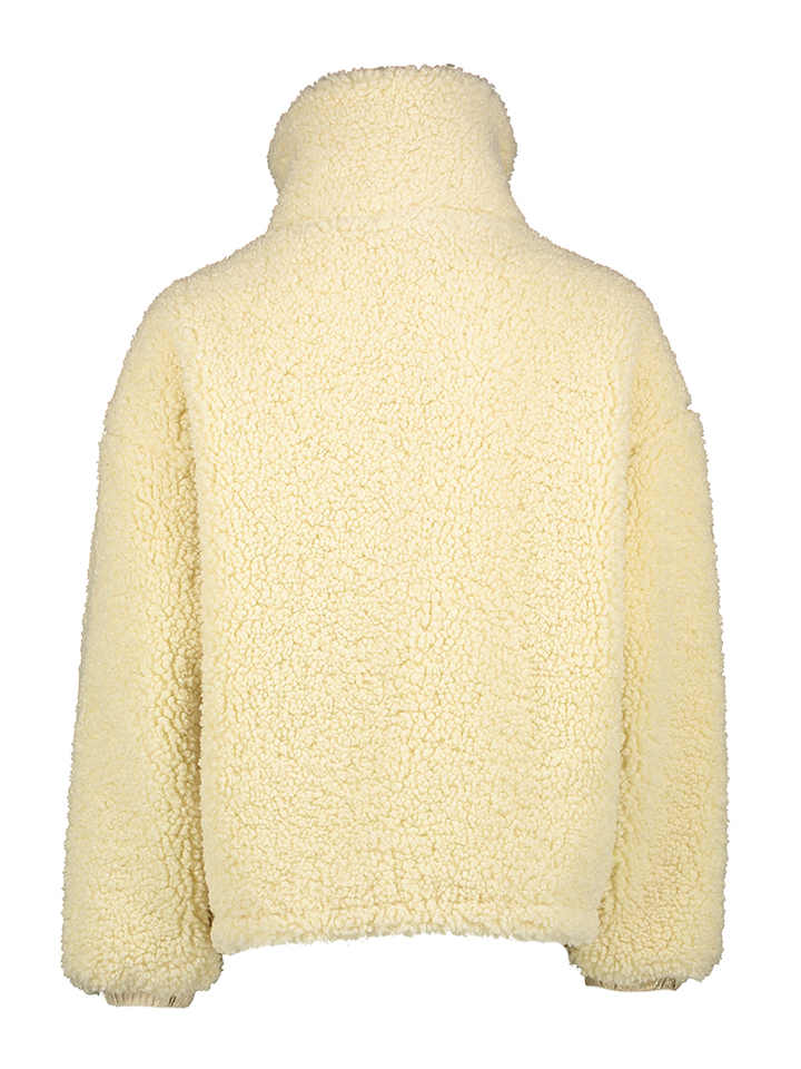 Beige oversized jas in teddy stof AO76