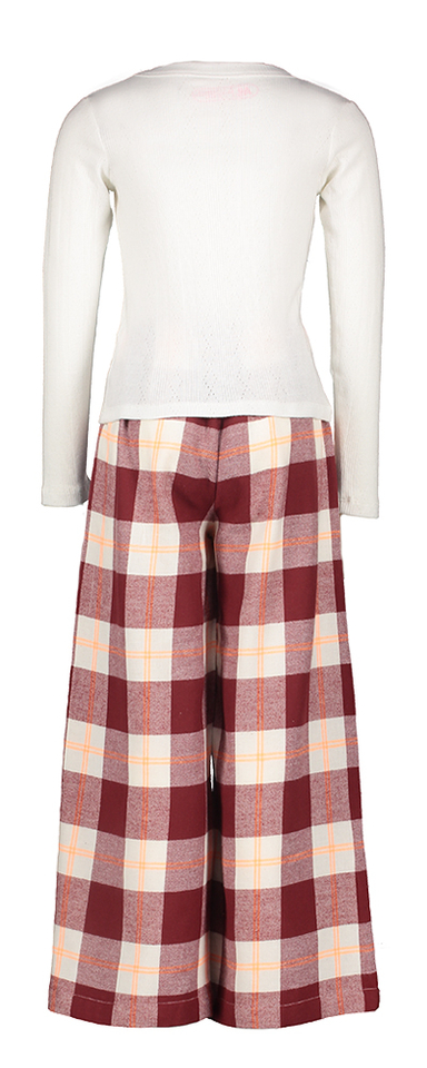 Beige pyjame met bordeaux ruiten Ao