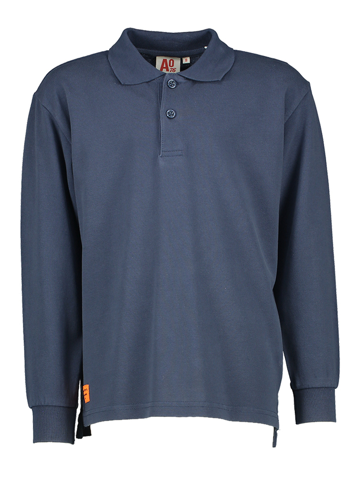 Donkerblauwe polo met lange mouwen Alfie AO76
