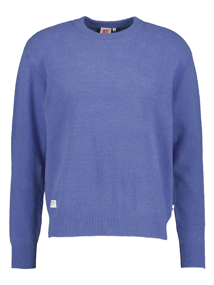 Blauwe katoenen trui met detail op de elleboog AO76