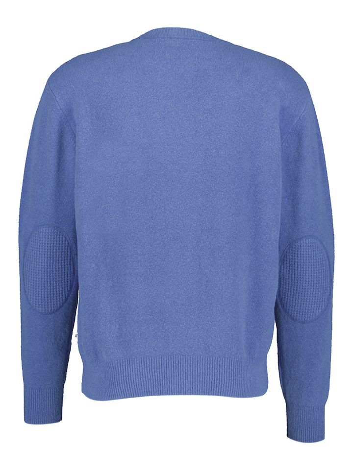 Blauwe katoenen trui met detail op de elleboog AO76