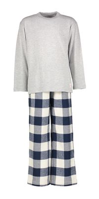 Grijze pyjama met blauwe ruiten Ao