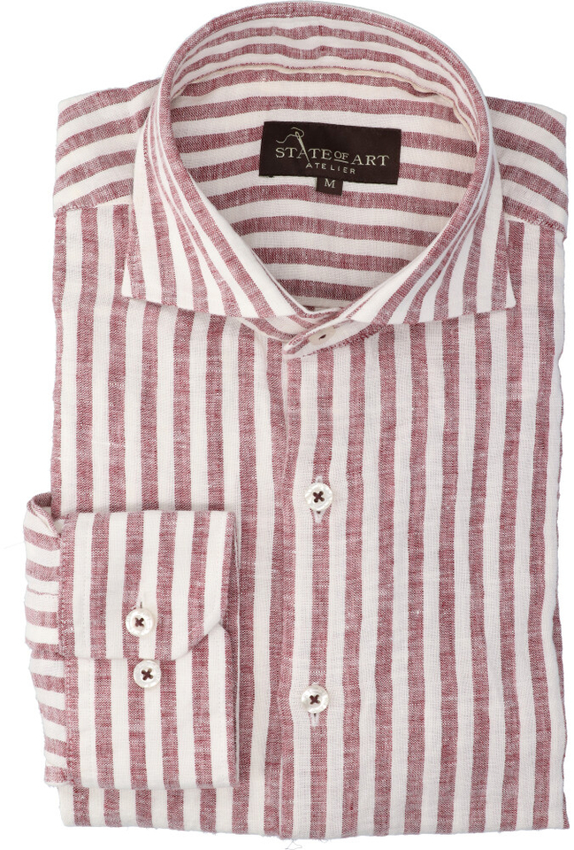 wit rood gtestreept hemd ( regular fot ) met lange mouwen State Of Art 