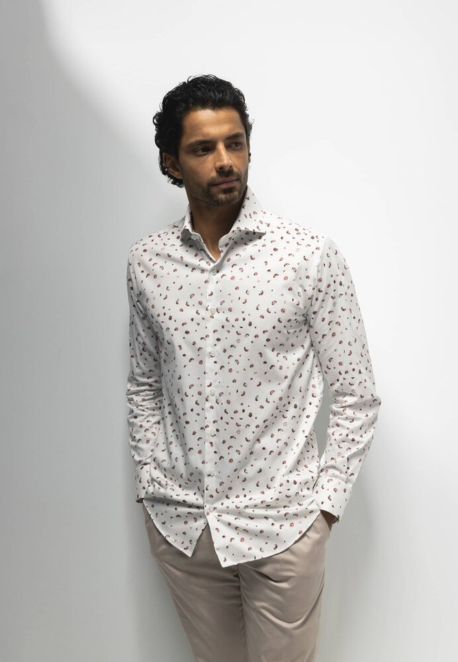 Wit hemd met bloemenprint (regular fit) en lange mouwen State Of Art 