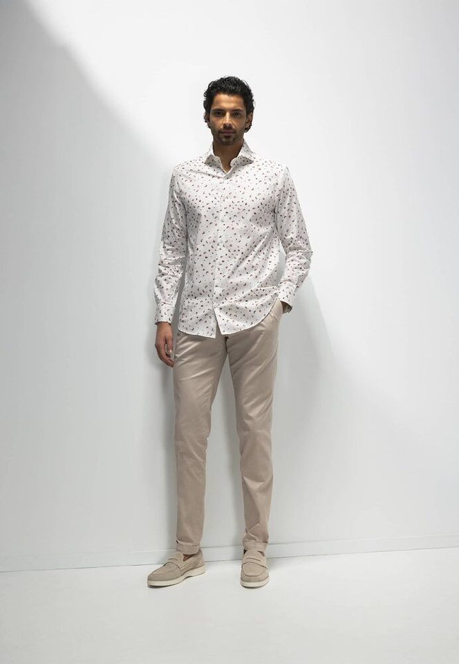 Wit hemd met bloemenprint (regular fit) en lange mouwen State Of Art 