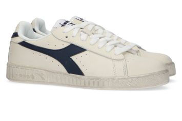 Wit met blauw gestreepte lage sneakers Diadora