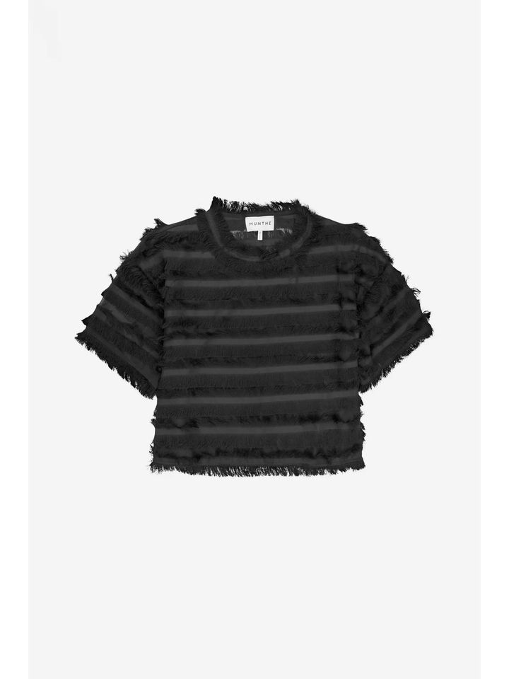 Zwarte bloes met franjes Lipona Munthe