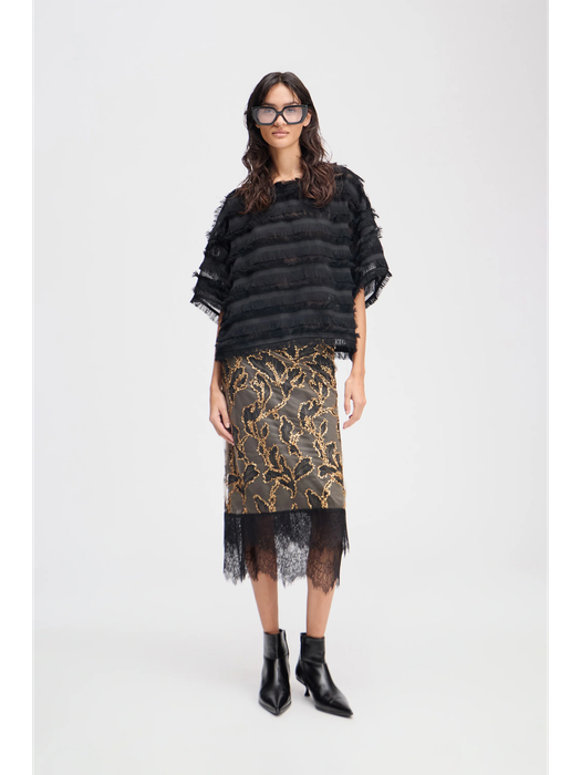 Zwarte bloes met franjes Lipona Munthe