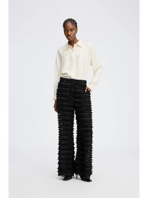 Zwarte broek met franjes Laith Munthe