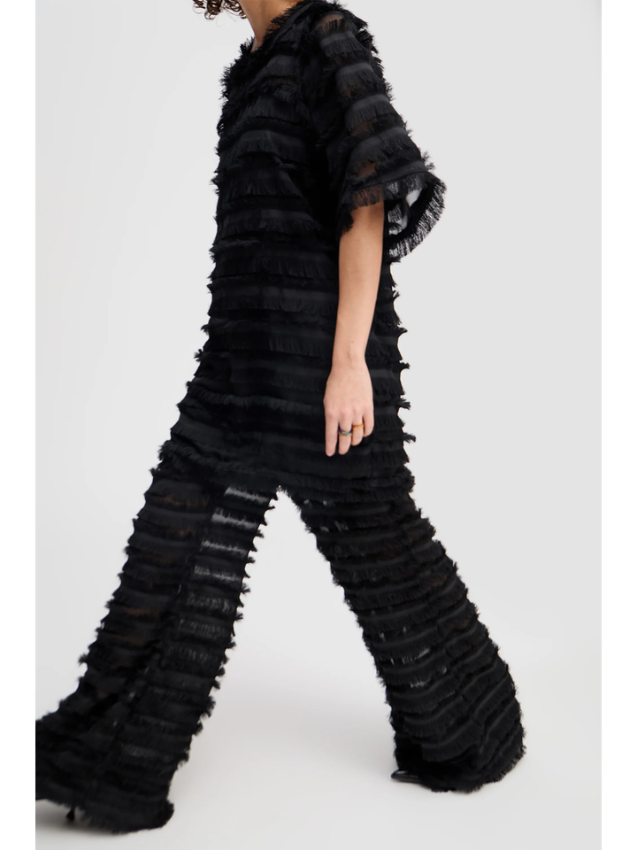 Zwarte broek met franjes Laith Munthe