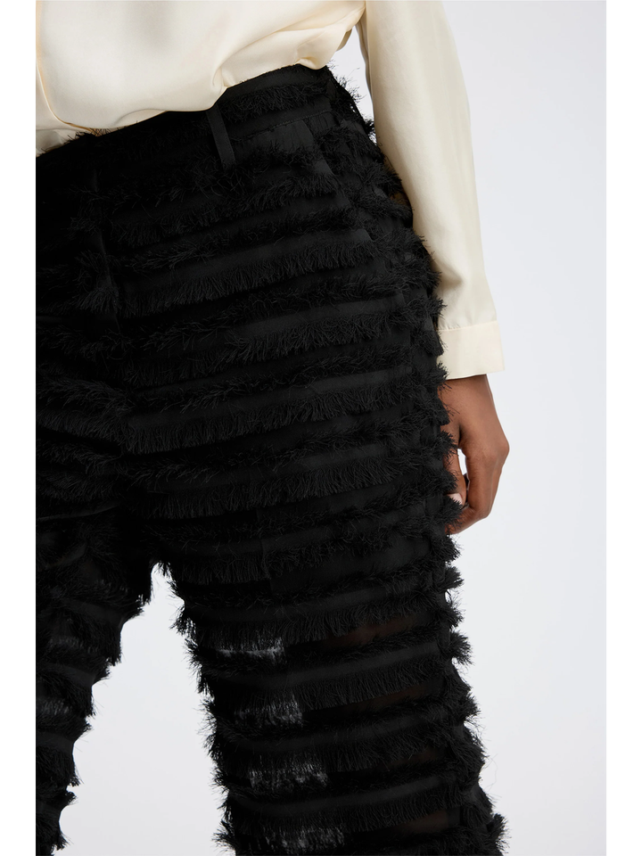 Zwarte broek met franjes Laith Munthe