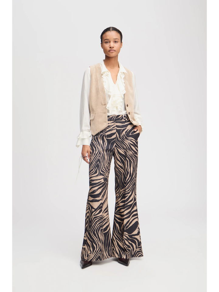 Bruinkleurige broek in zwarte print Laith Munthe