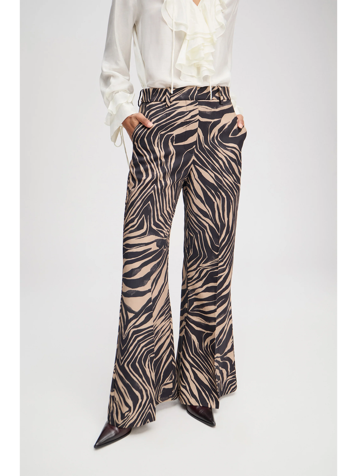 Bruinkleurige broek in zwarte print Laith Munthe