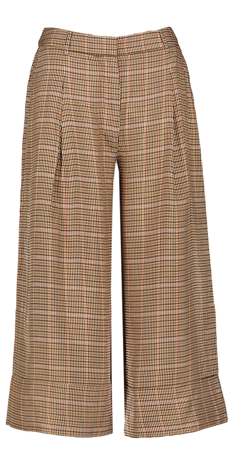 Beige wijde 7/8 broek in ruit motief Lynhaven Munthe 