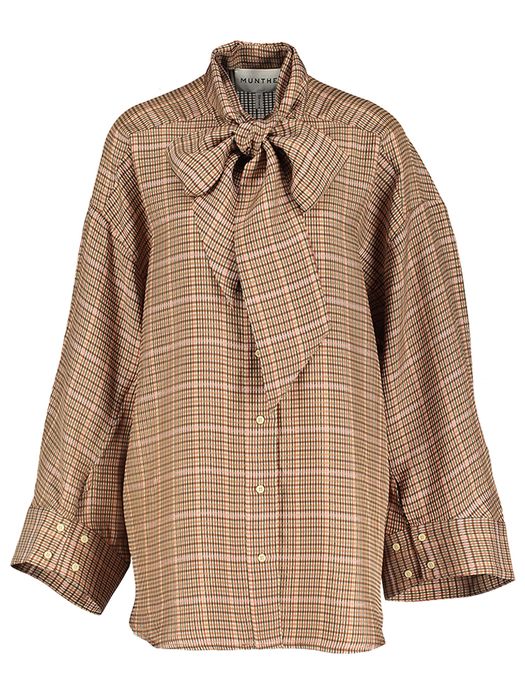 Mokka lange bloes met ruiten Lusty Munthe