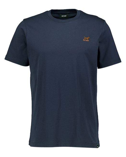 Donkerblauwe katoenen t-shirt met ronde hals en korte mouwen Antwrp