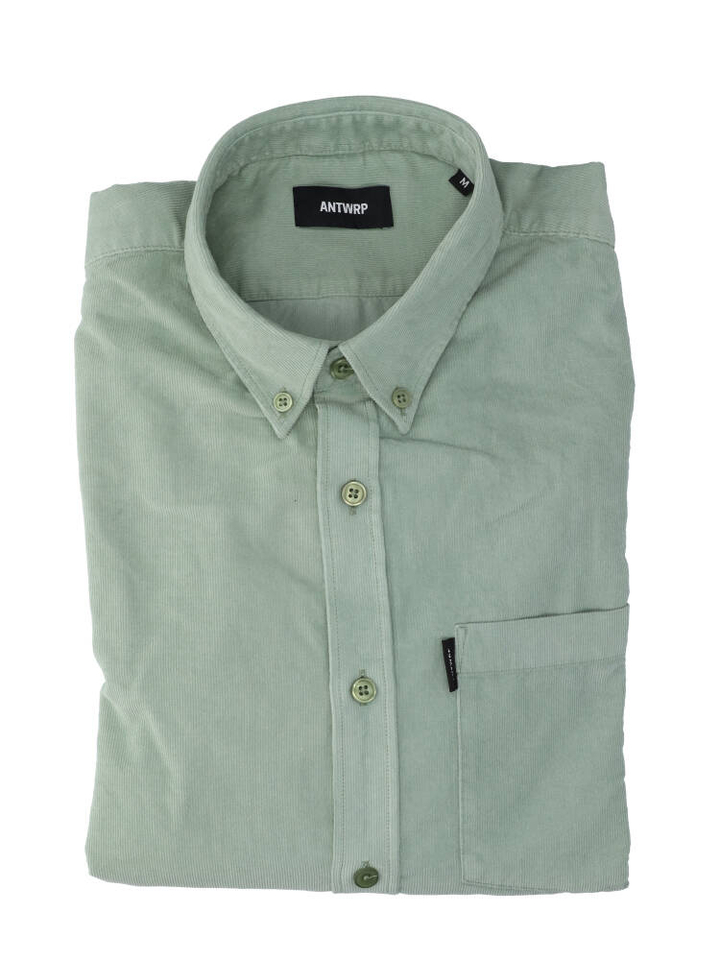 Lichtgroen ribfluwelen  hemd (regular fit) met lange mouwen Antwrp