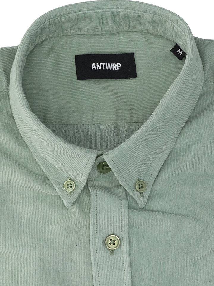Lichtgroen ribfluwelen  hemd (regular fit) met lange mouwen Antwrp